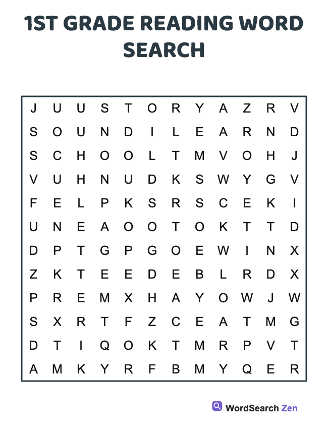1st Grade Reading Word Search