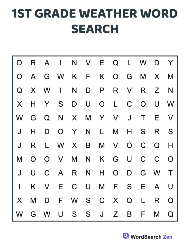 1st Grade Weather Word Search