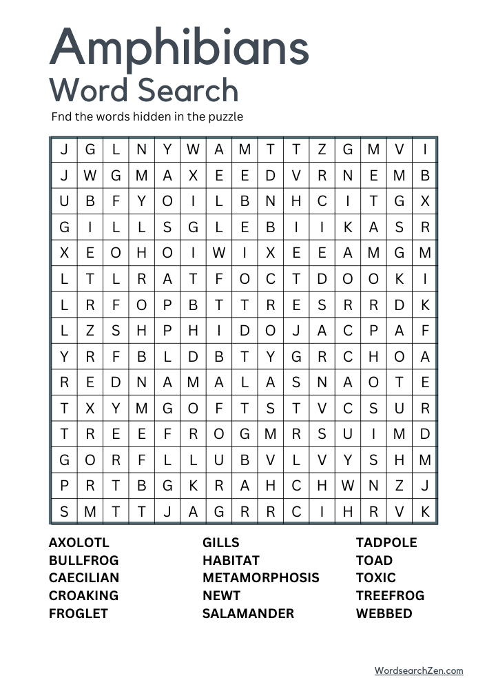 Amphibians-Word-Search