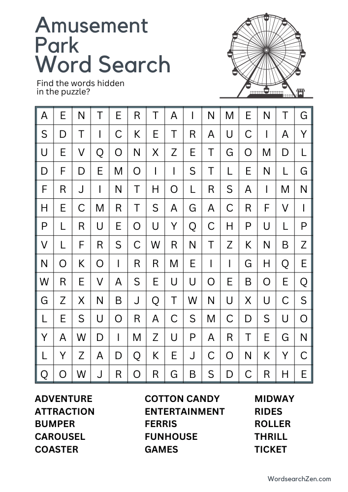 Amusement-Park-Word-Search