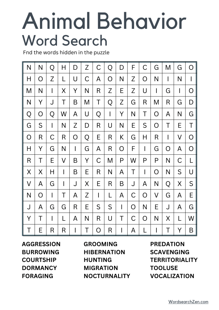 Animal-Behavior-Word-Search