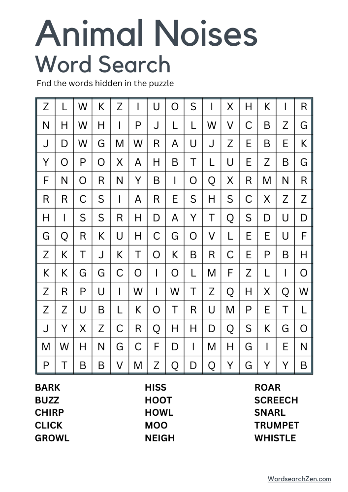 Animal-Noises-Word-Search