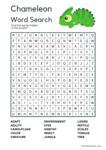 Chameleon Word Search Free Printable PDF File - WordsearchZen.com