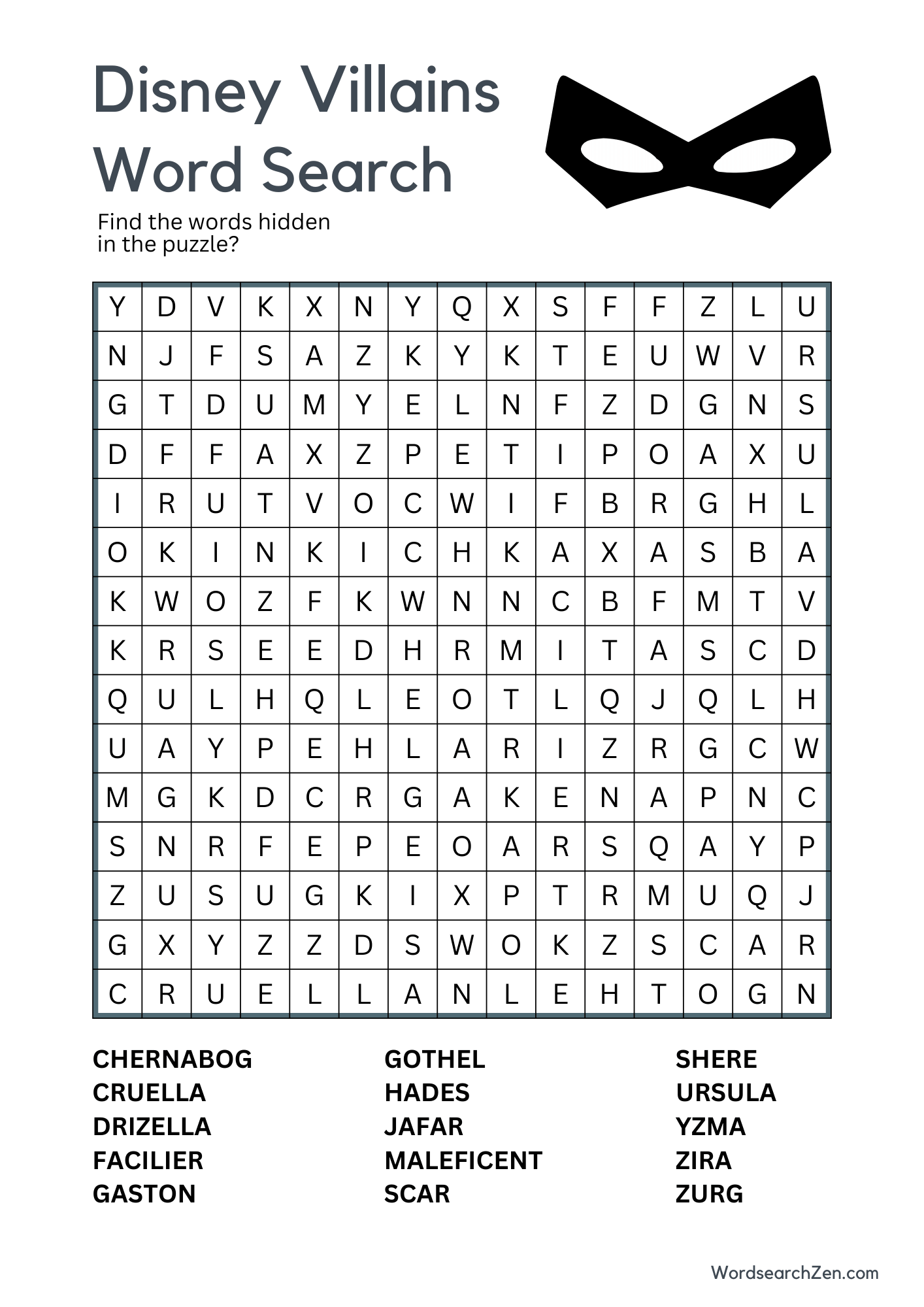 Disney-Villains-Word-Search