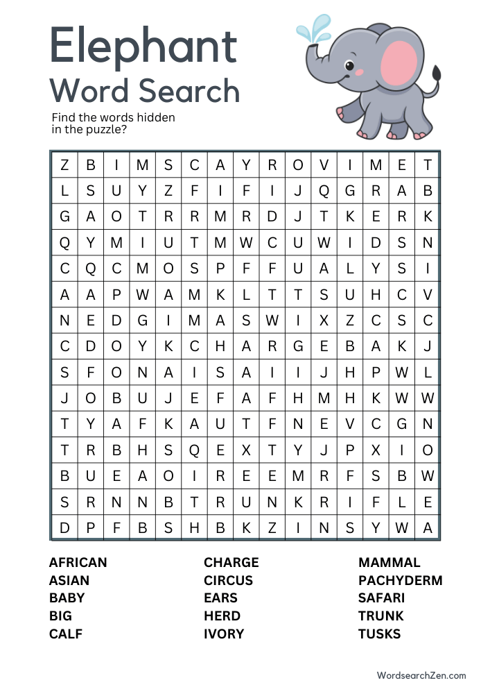 Elephant-Word-Search