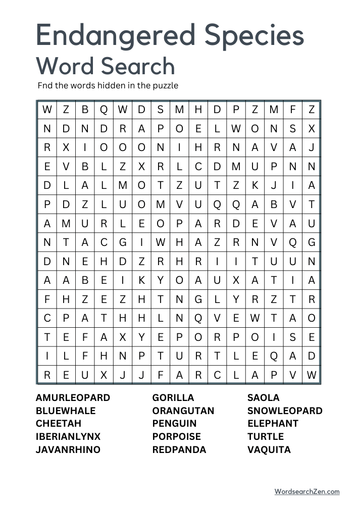 Endangered-Species-Word-Search