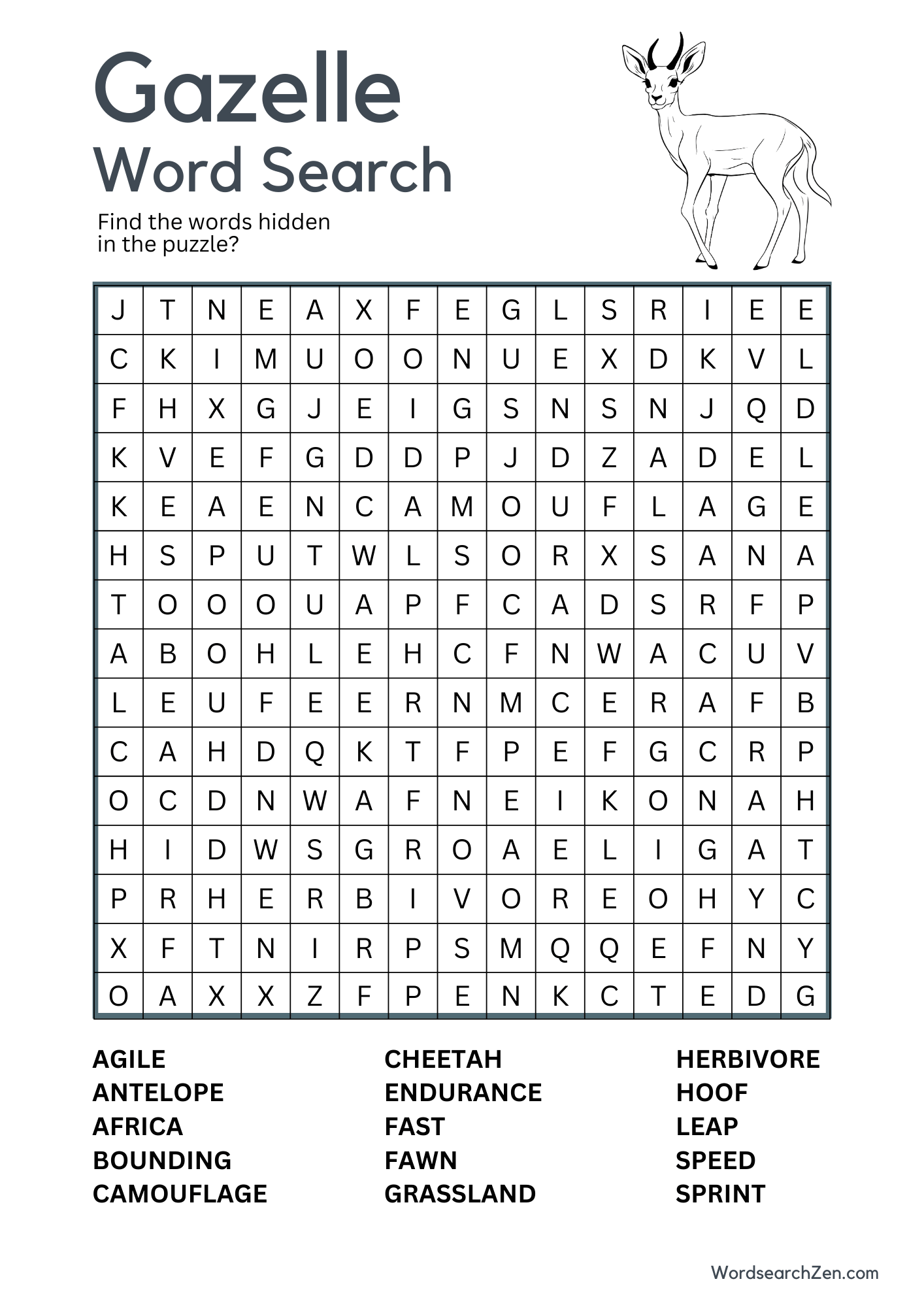 Gazelle-Word-Search