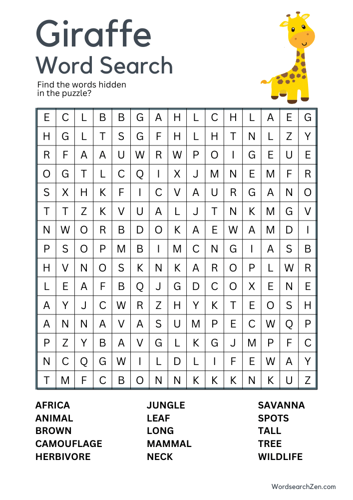 Giraffe-Word-Search