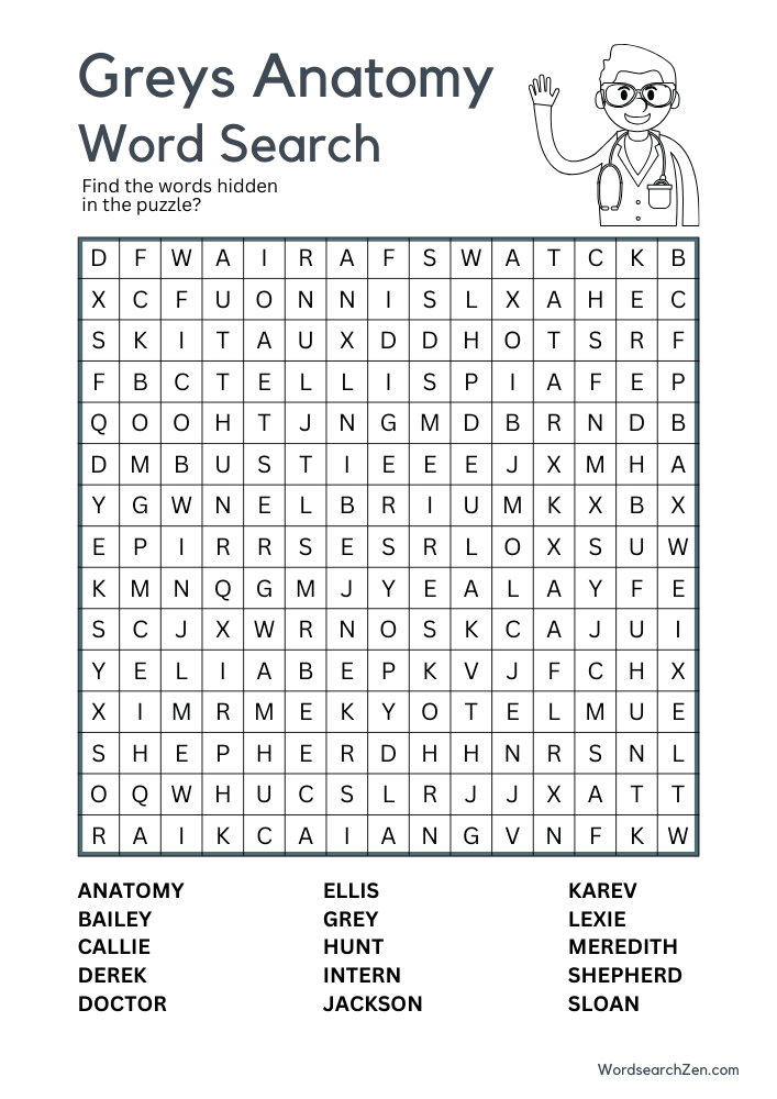 Greys Anatomy-Word-Search