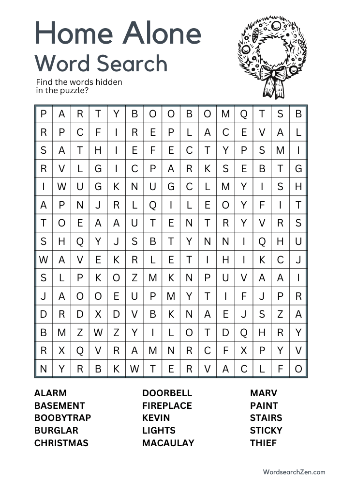 Home-Alone-Word-Search