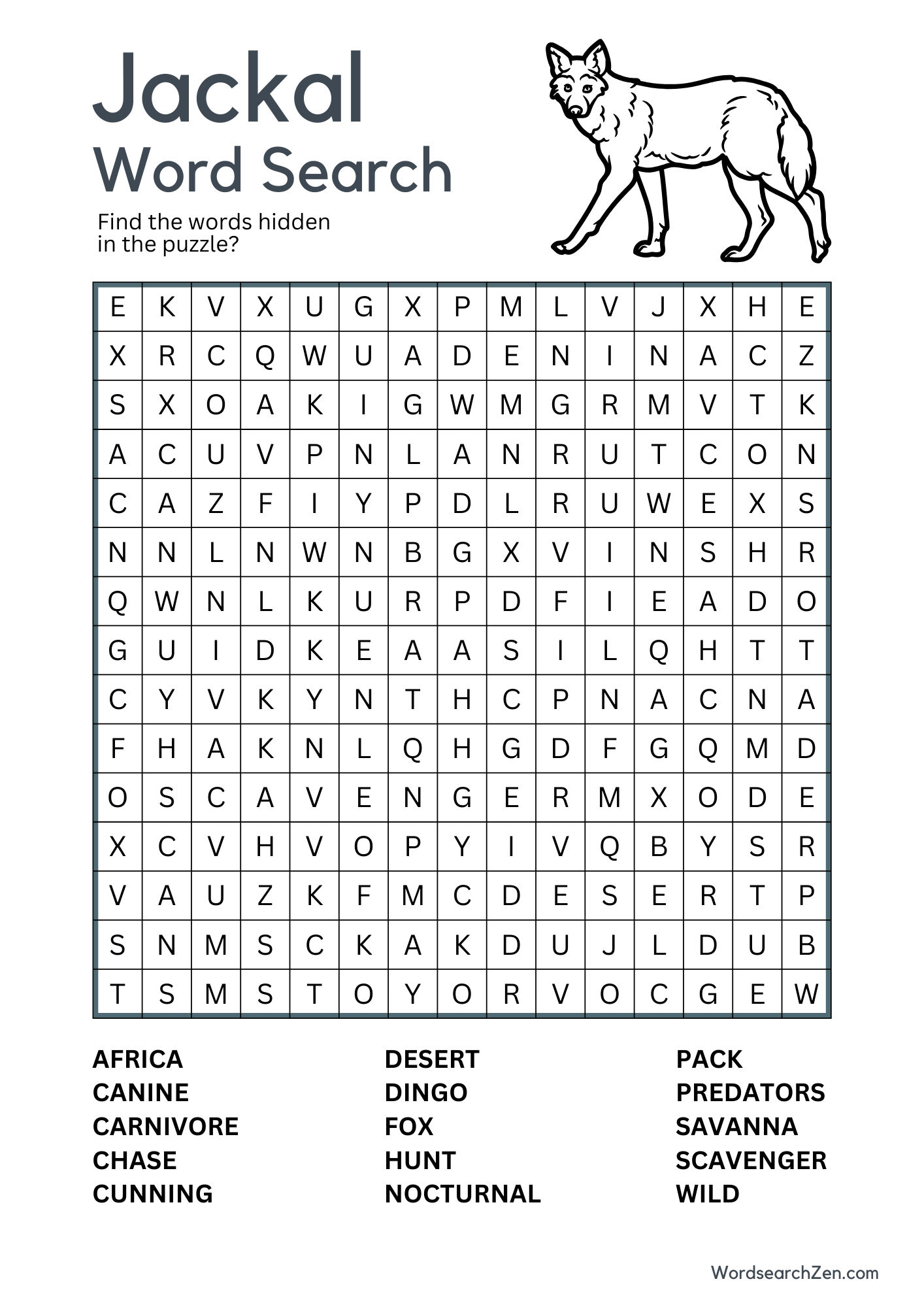 Jackal-Word-Search