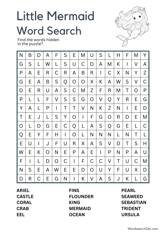 Little-Mermaid-Word-Search