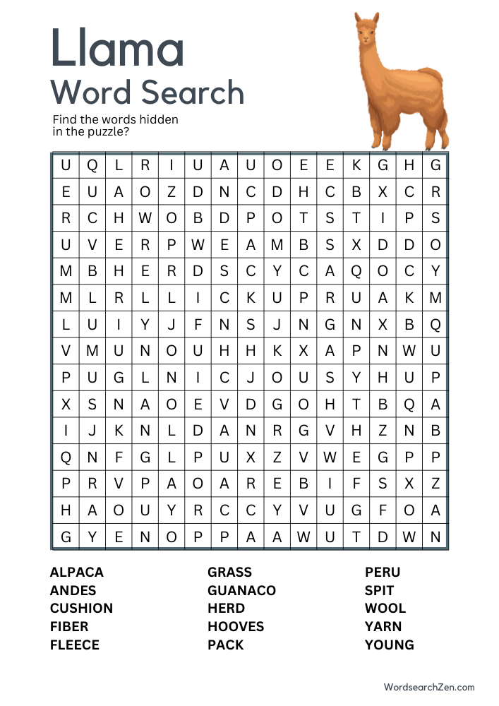 Llama-Word-Search