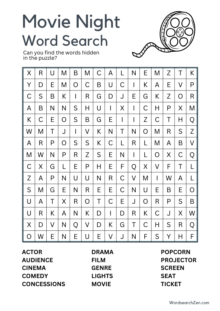 Movie-Night-Word-Search