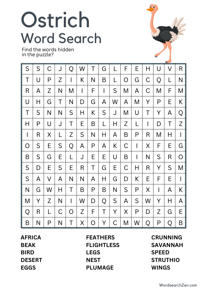 Ostrich-Word-Search