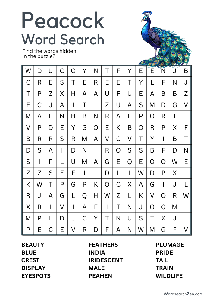 Peacock-Word-Search