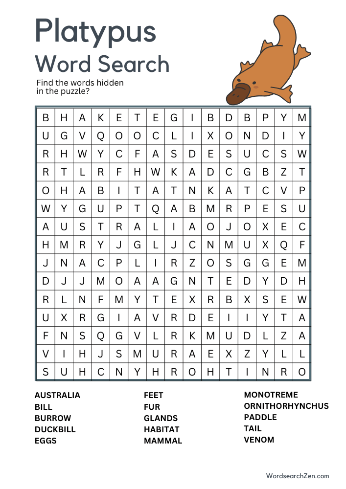 Platypus-Word-Search