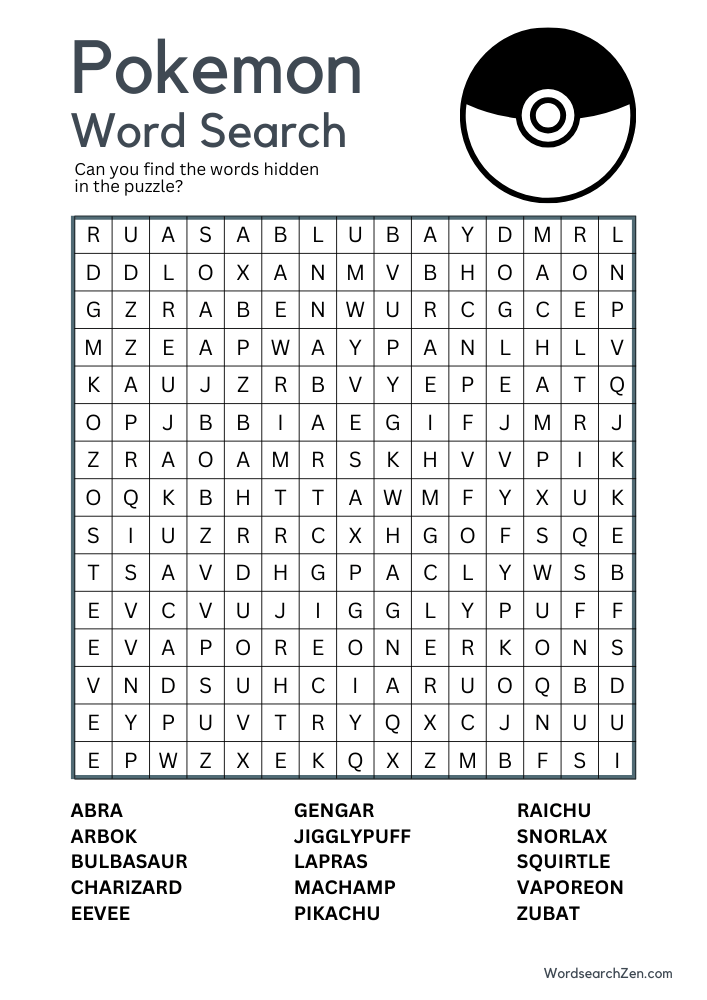 Pokemon-Word-Search