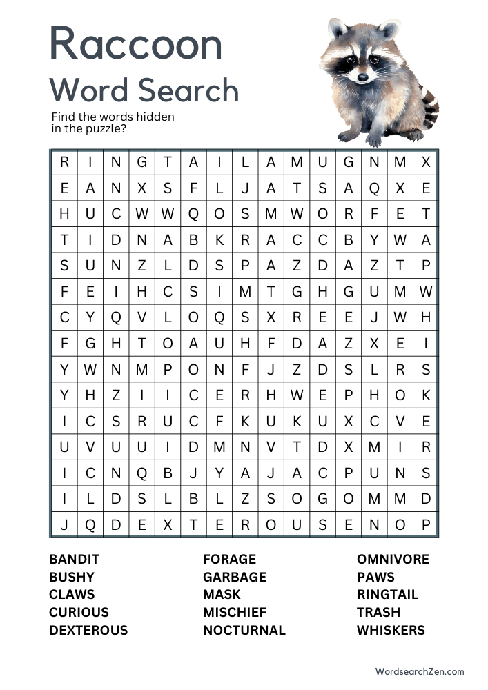 Raccoon-Word-Search