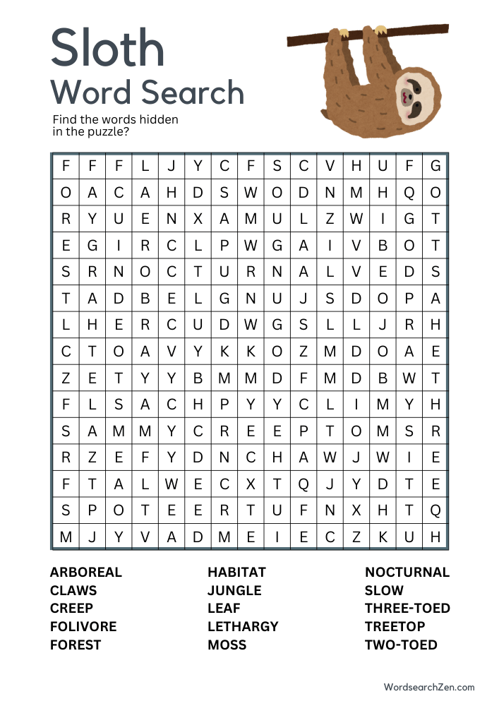 Sloth-Word-Search