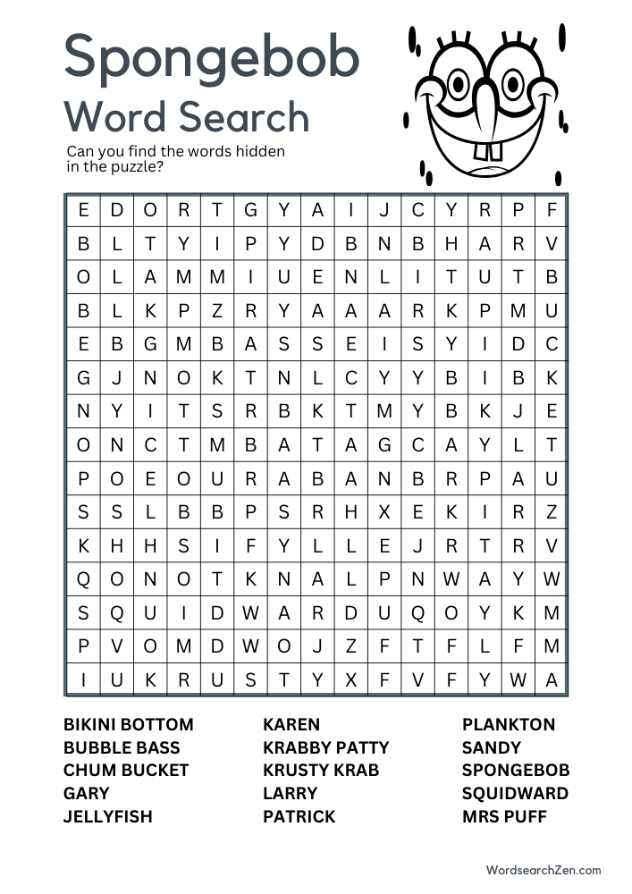 Spongebob-Word-Search