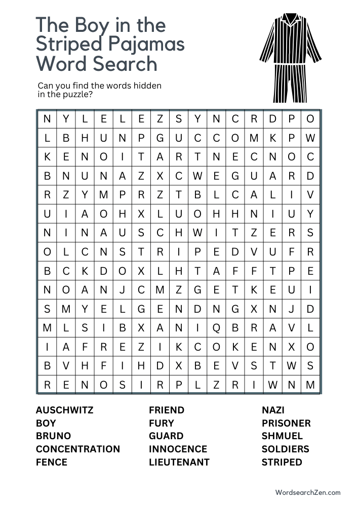 The-Boy-in-the-Striped-Pajamas-Word-Search