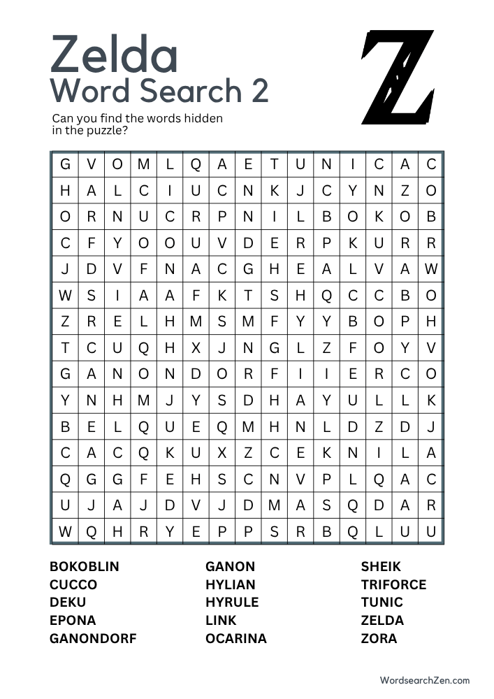 Zelda Word Search 2 