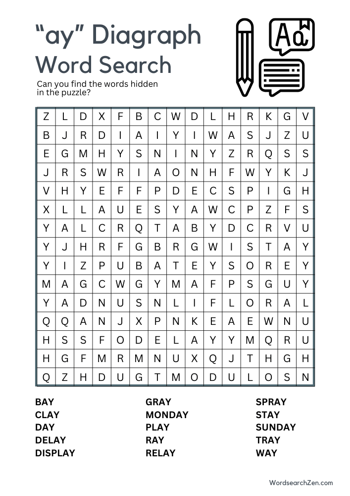 ay-diagraph-word-search