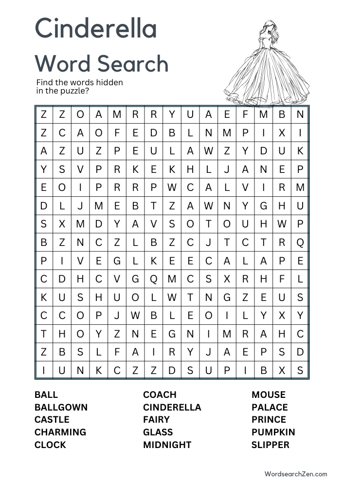 cinderella-Word-Search