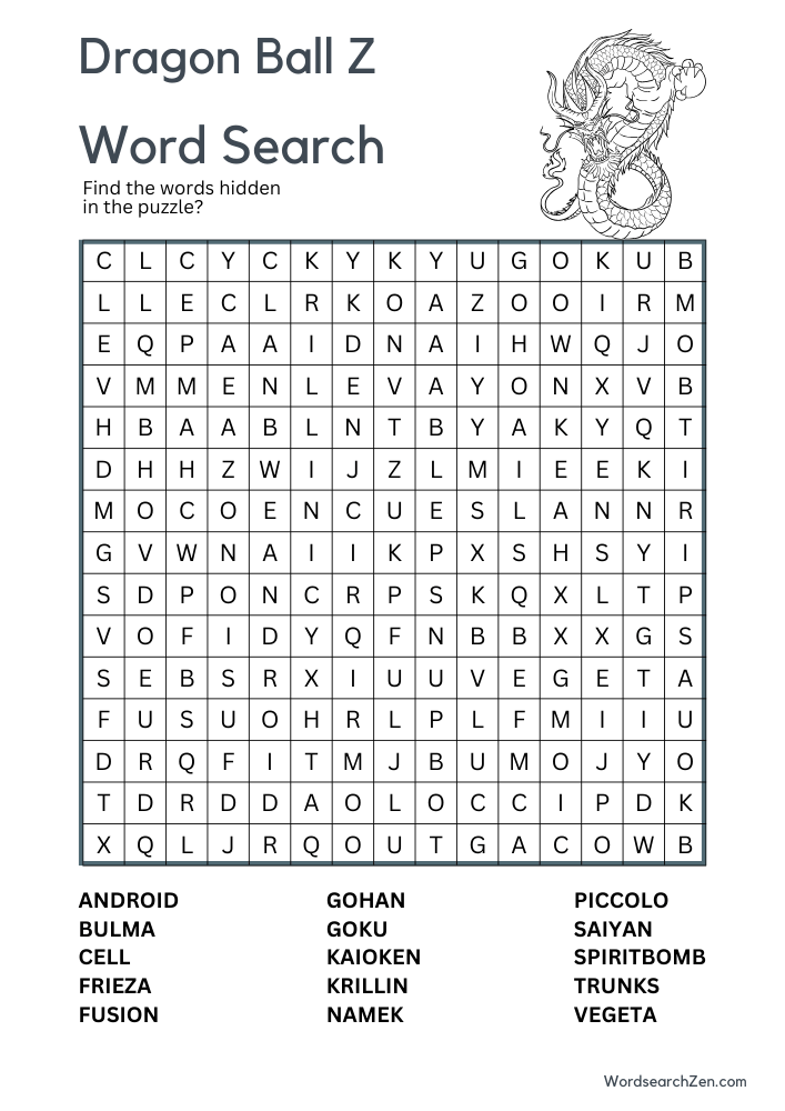 dragon-ball-z-Word-Search