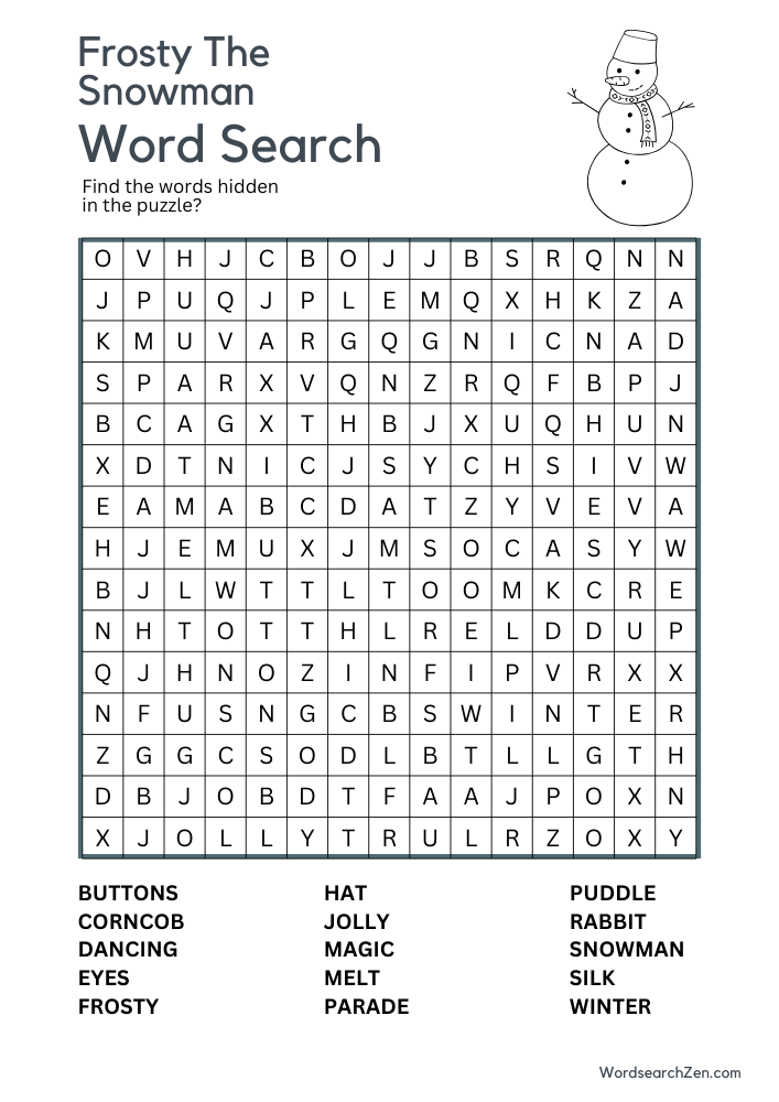 frosty-the-snowman-Word-Search