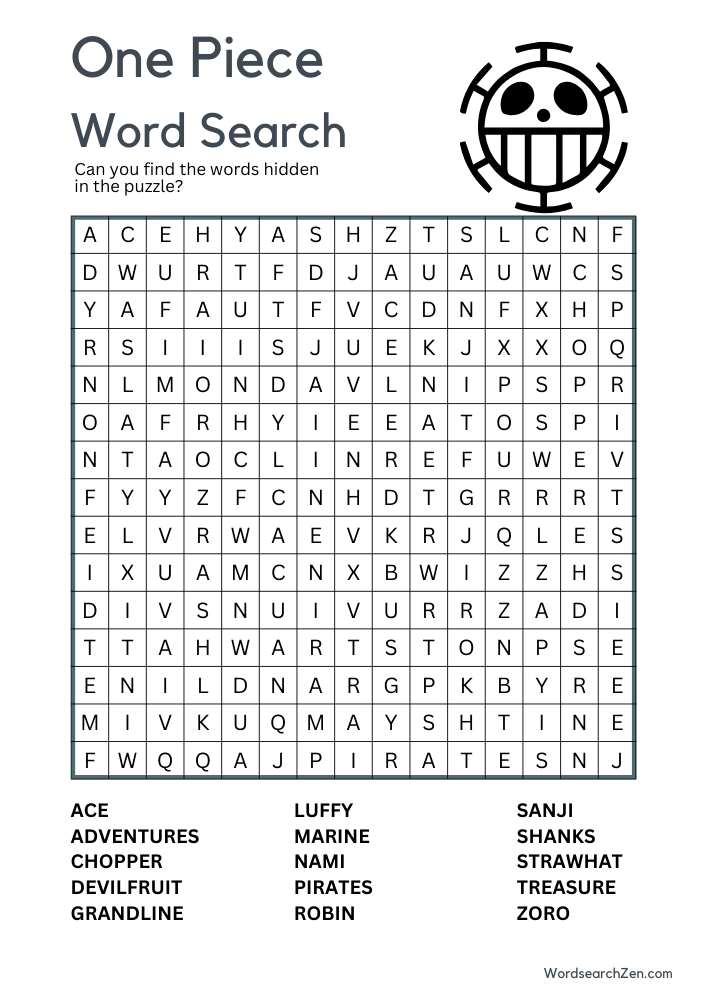 one-piece-Word-Search