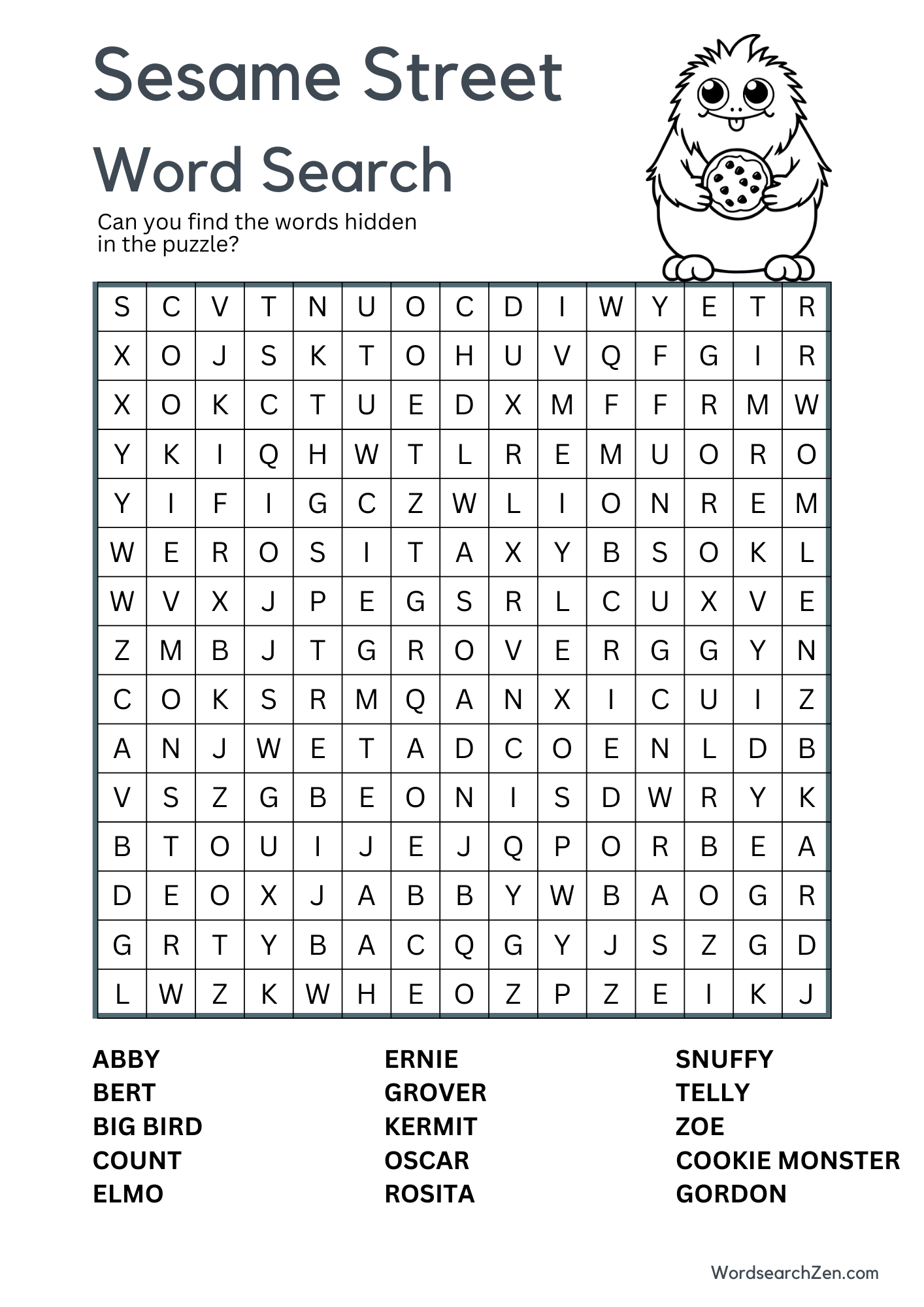 sesame-street-Word-Search