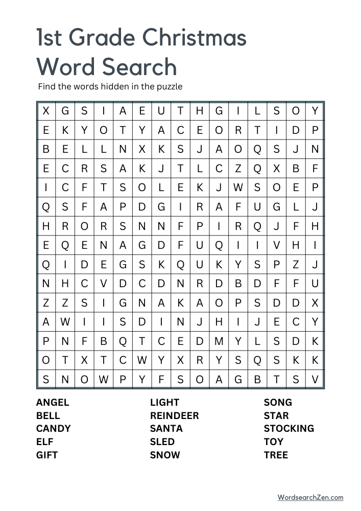 1st-Grade-Christmas-Word-Search