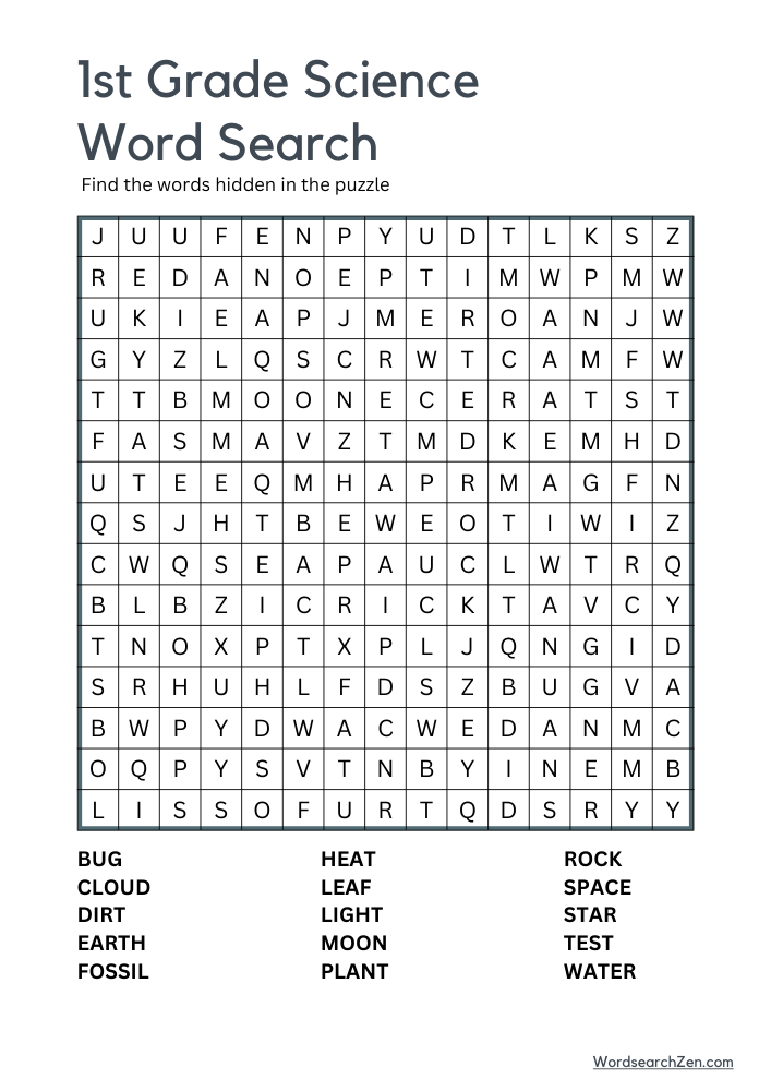 1st-Grade-Science-Word-Search