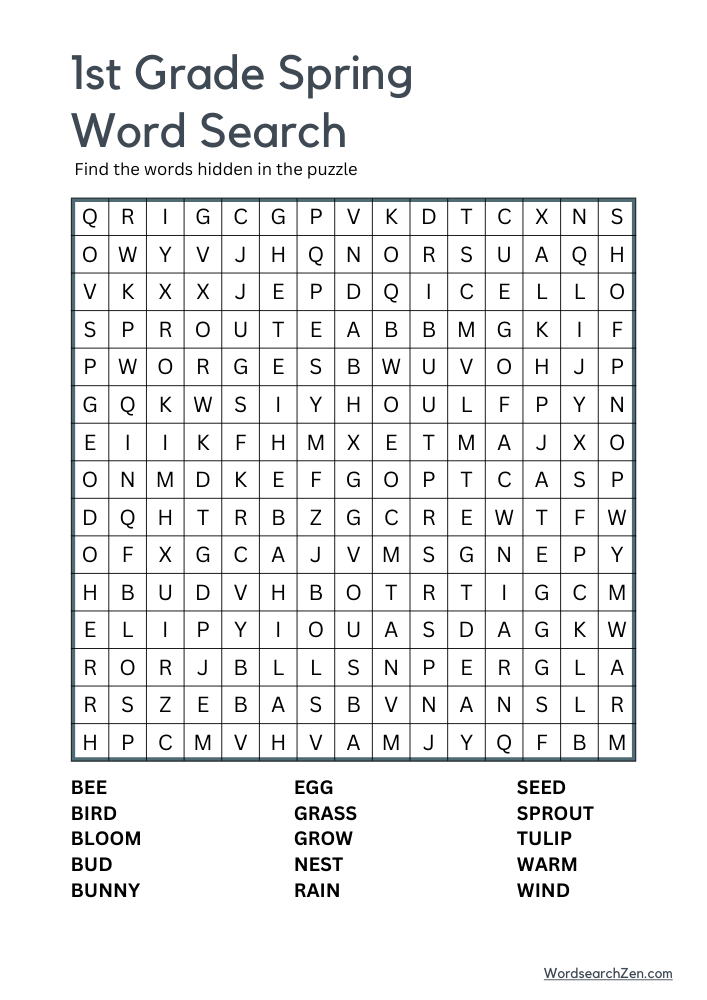 1st-Grade-Spring-Word-Search