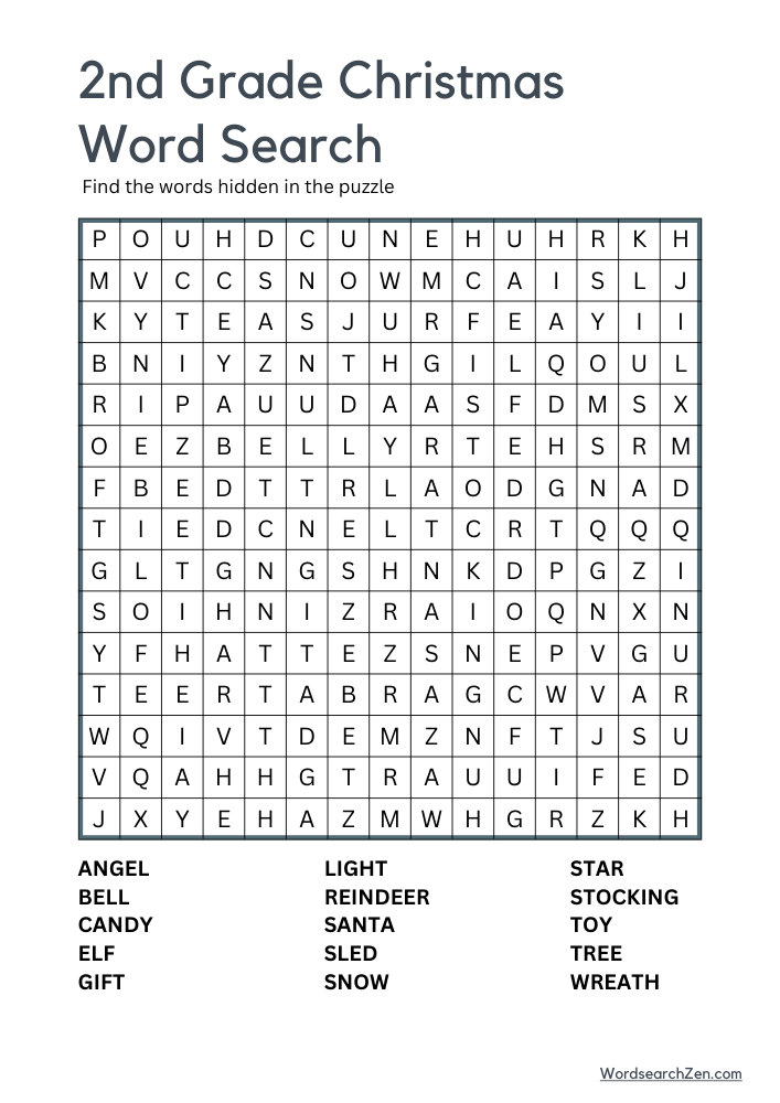 2nd-Grade-Christmas-Word-Search