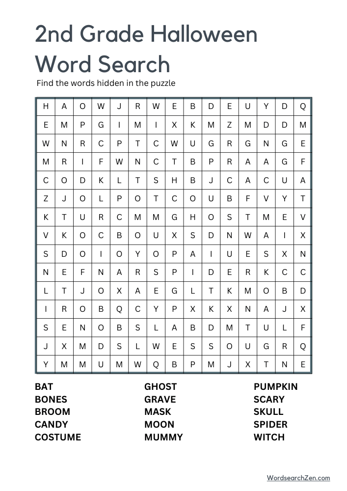 2nd-Grade-Halloween-Word-Search