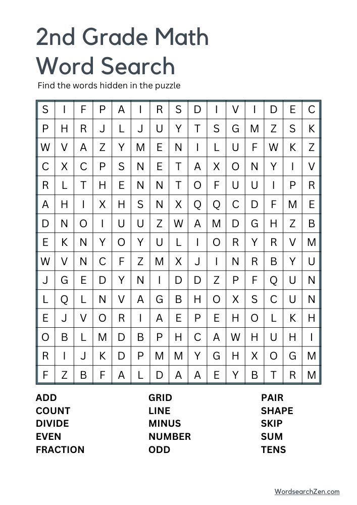 2nd-Grade-Math-Word-Search