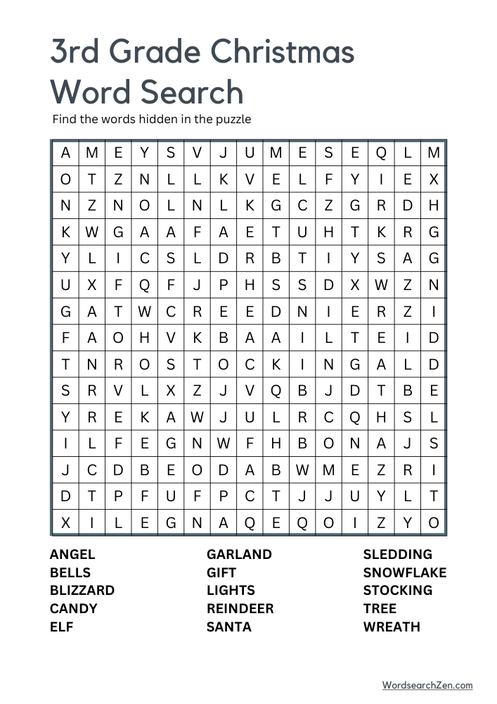 3rd-Grade-Christmas-Word-Search