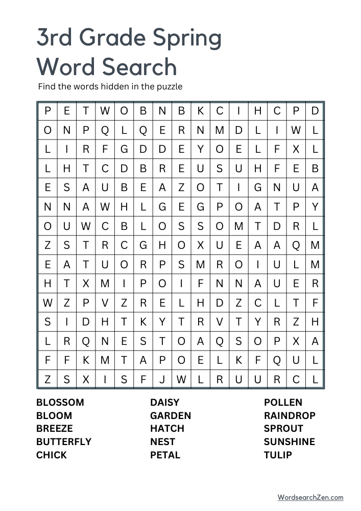 3rd-Grade-Spring-Word-Search