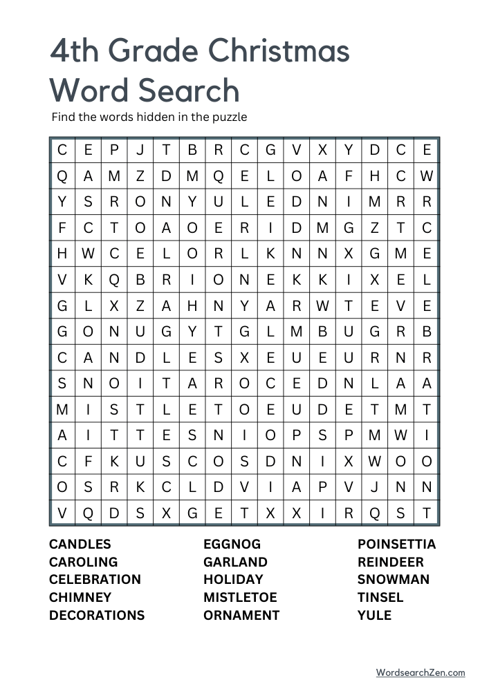 4th-Grade-Christmas-Word-Search