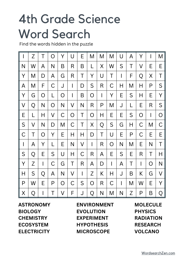 4th-Grade-Science-Word-Search