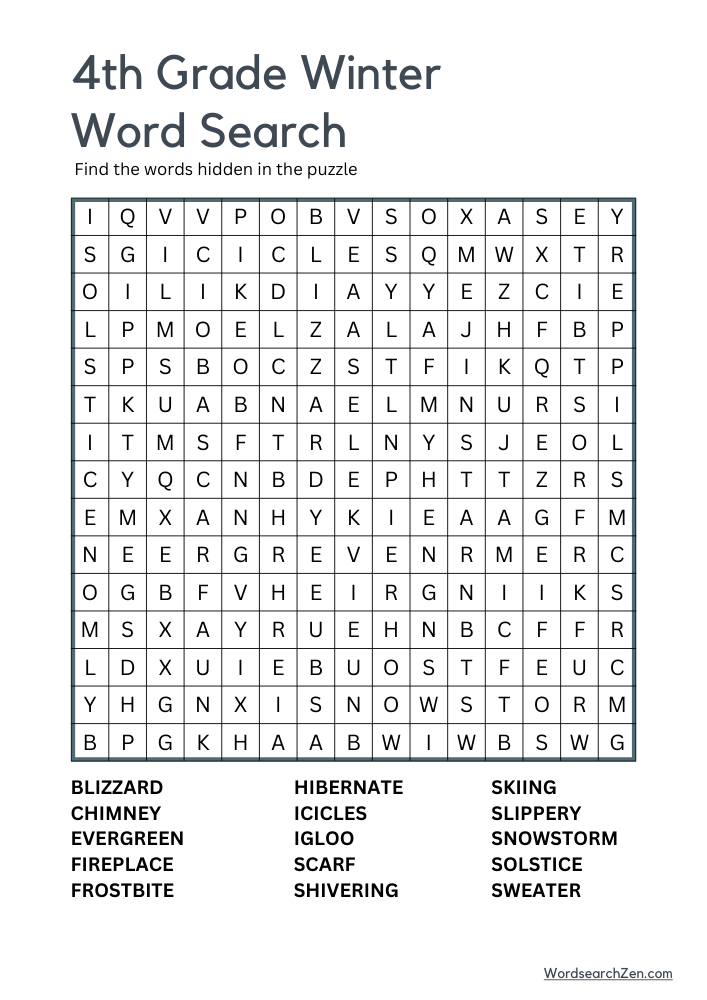 4th-Grade-Winter-Word-Search