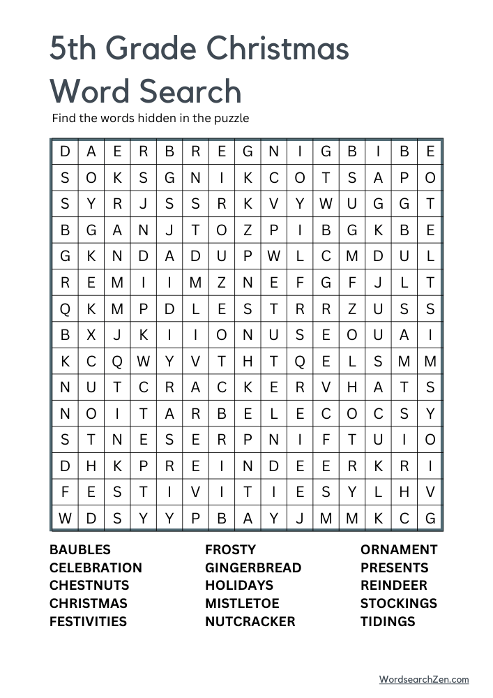 5th-Grade-Christmas-Word-Search