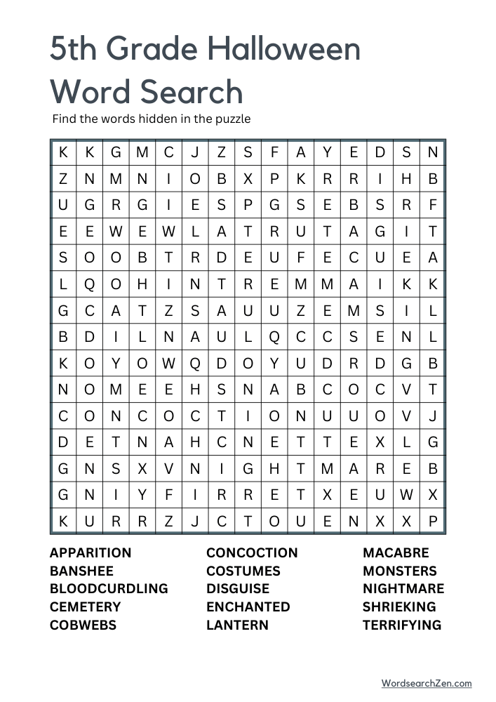 5th-Grade-Halloween-Word-Search