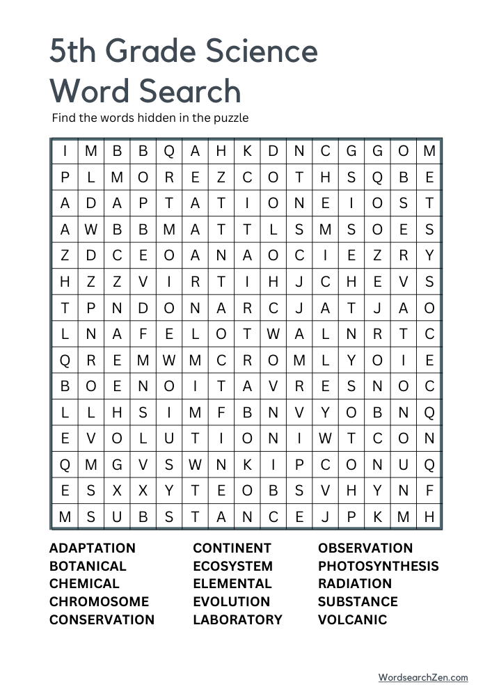 5th-Grade-Science-Word-Search