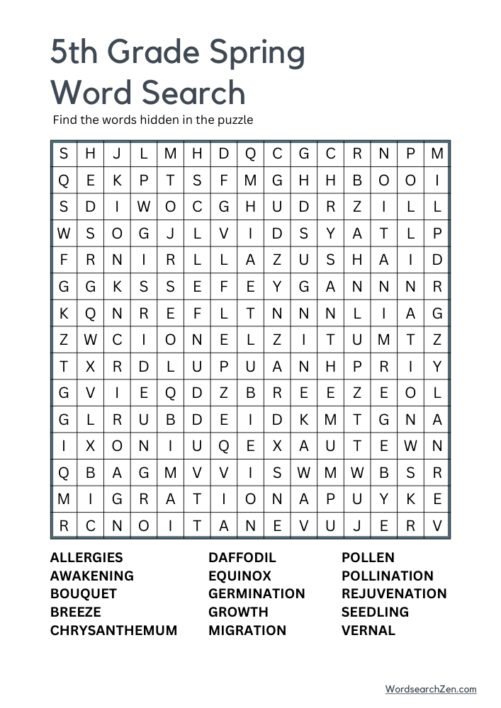 5th-Grade-Spring-Word-Search