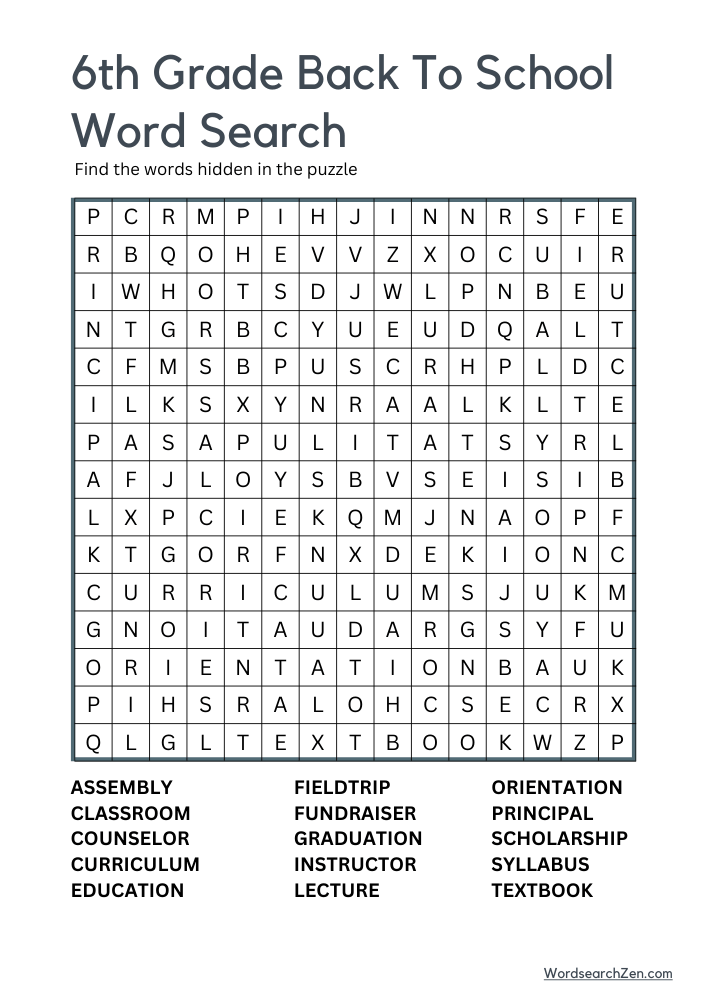 6th-Grade-Back-To-School-Word-Search