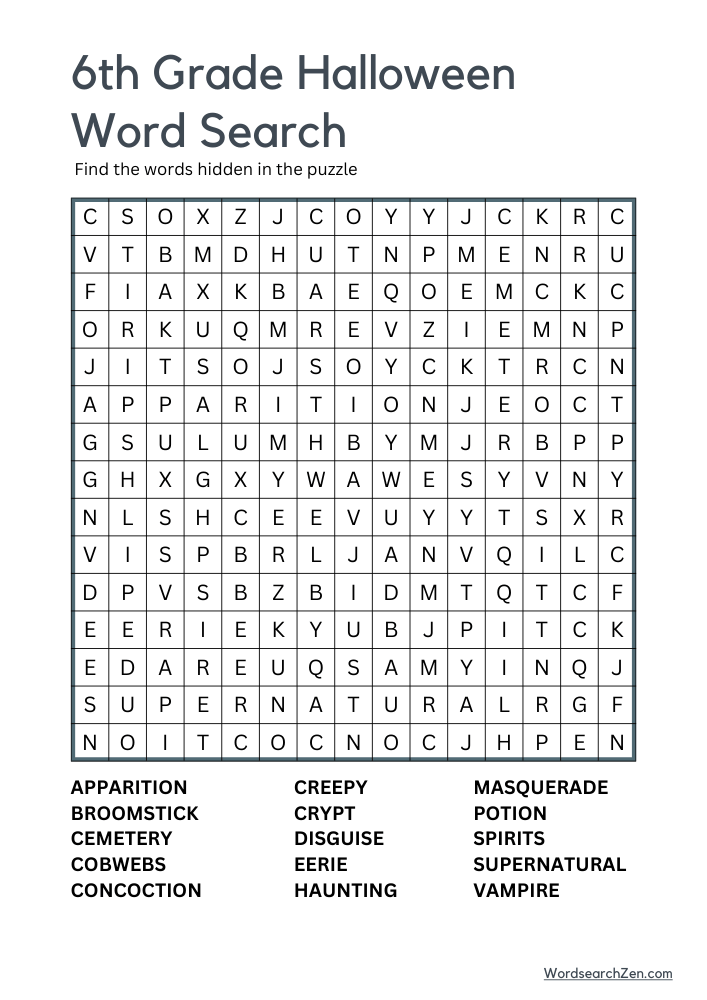 6th-Grade-Halloween-Word-Search